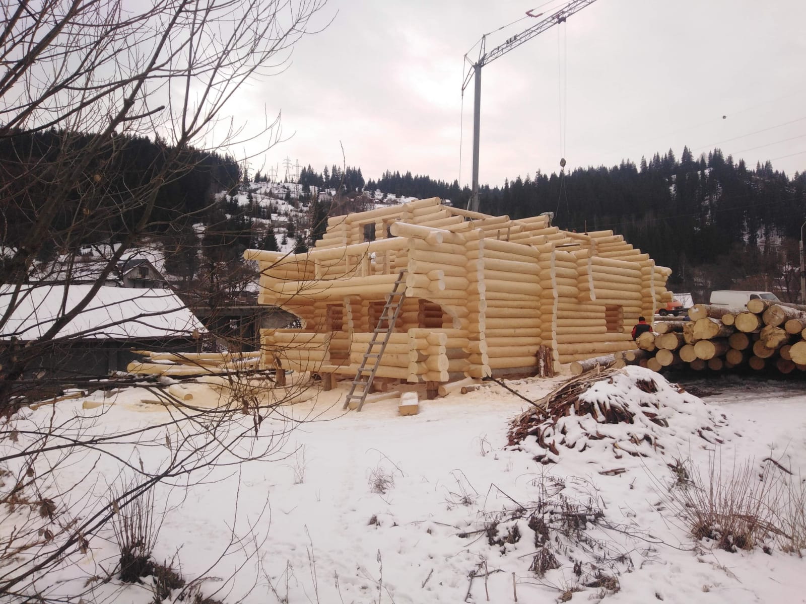 constructii case din busteni lemn rotund